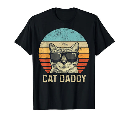 Cat Daddy Retro Cat Sunglasses Cool Cat Dad Gift Fathers Day T-Shirt