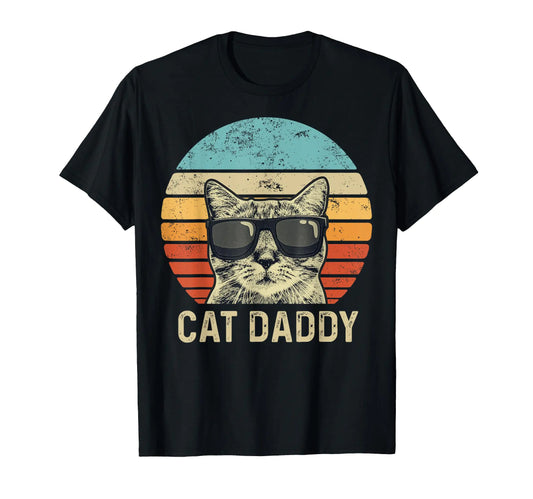 Cat Daddy Retro Cat Sunglasses Cool Cat Dad Gift Fathers Day T-Shirt