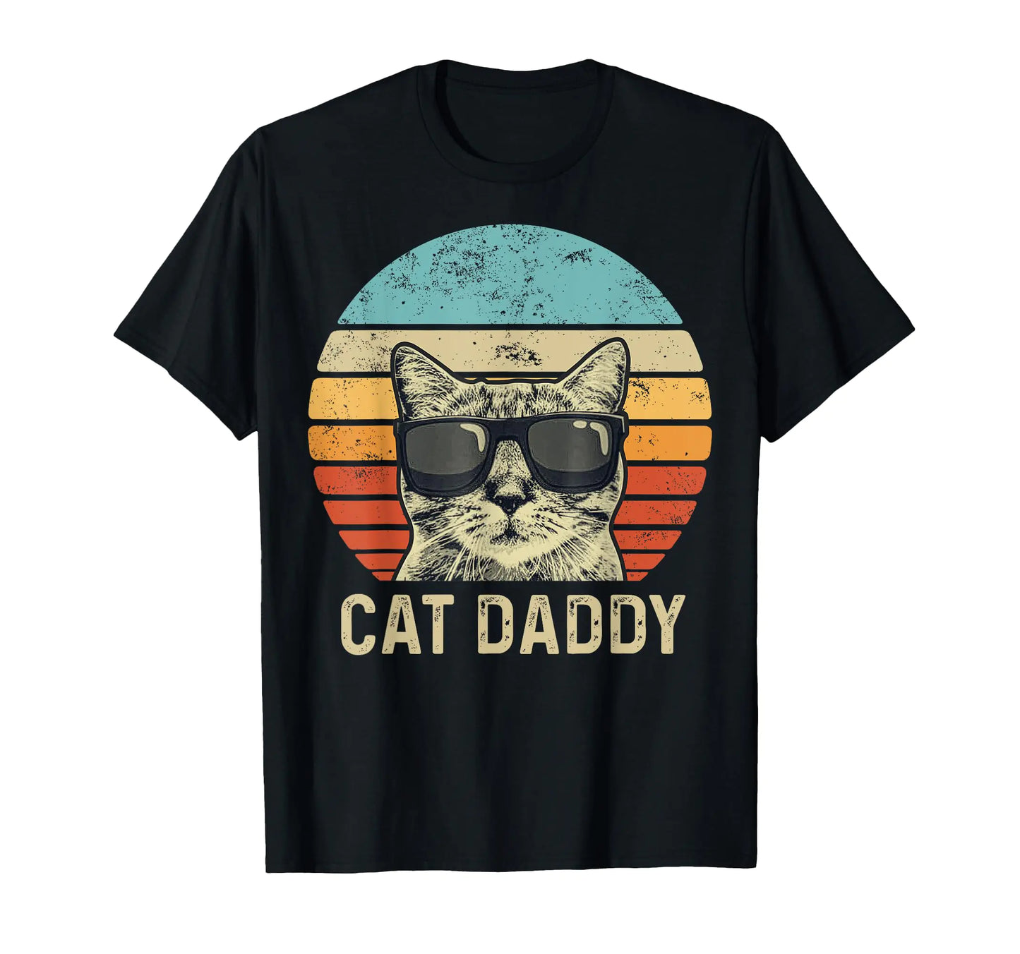 Cat Daddy Retro Cat Sunglasses Cool Cat Dad Gift Fathers Day T-Shirt